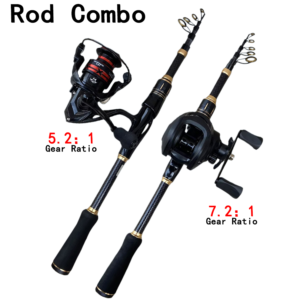 Spincast Reel - Ensemble canne à pêche télescopique et